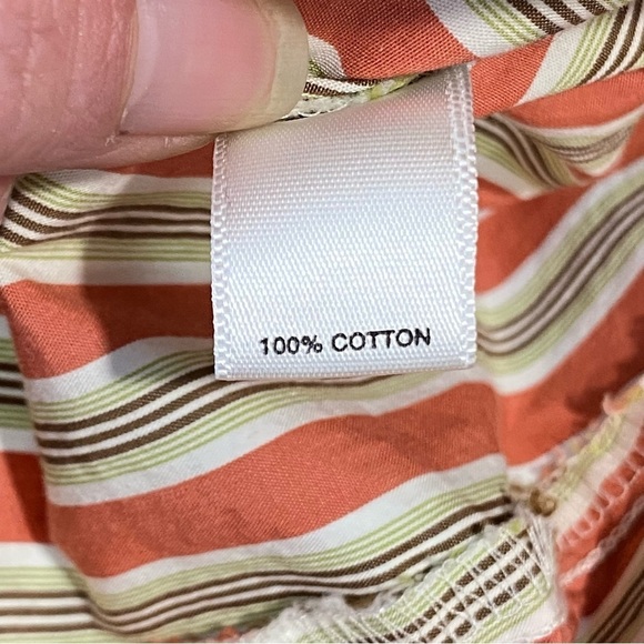 Ann Taylor Loft Blouse Women's 10 Salmon Striped Long Sleeve Button Down Career - Picture 8 of 12